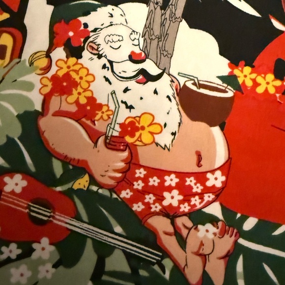 SSLR Hawaiian Christmas Shirt XL Black Tropical Santa Surfing Holiday Button-Up - Picture 6 of 8